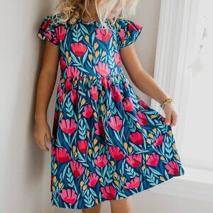 Floral Flutter Sleeve Summer Dress